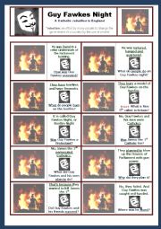 English Worksheet: (British Culture:game&reading) History of Bonfire Night or Guy Fawkes Night on Nov 5th 