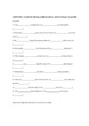 English Worksheet: Conditional sentences exercise 
