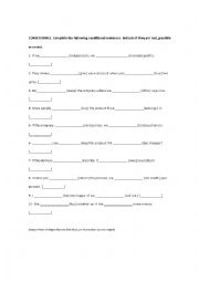 English Worksheet: Conditional sentences exercise 