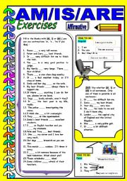 English Worksheet: Am / Is / Are- Verb TO BE - exercises and short explanations