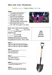 English Worksheet: Mine, mine, mine - Pocahontas