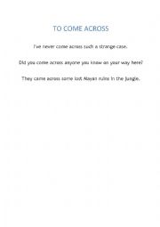 English Worksheet: To come across