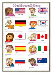 English Worksheet: Nationalities 