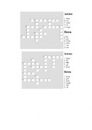 English Worksheet: Crossword