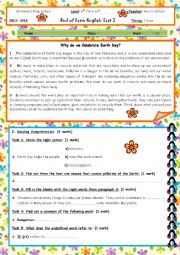 English Worksheet: end of term English test 3 