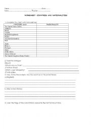 Countries and Nationalities worksheet