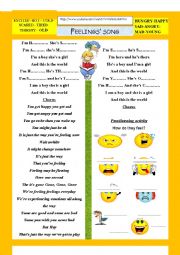 English Worksheet: a song about feelings and emotions