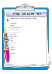 English Worksheet: Free Time Activities