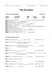 English Worksheet: The Accident