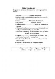 English Worksheet: food vocabulary