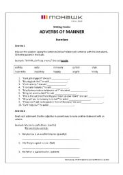 English Worksheet: Adv of manner