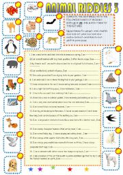 English Worksheet: Animal riddles3