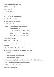 English Worksheet: Gap fill exercise - Youre Beautiful