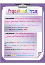 English Worksheet: Prepositional Phrase