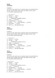 English Worksheet: Prepositions In, On and At