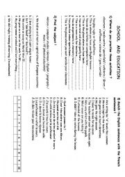 English Worksheet: School and Education