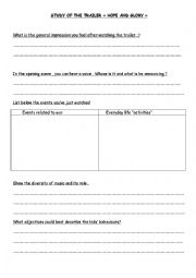 English Worksheet: Study of the trailer of  