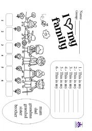 English Worksheet: My family