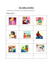 English Worksheet: My daily routines activities 