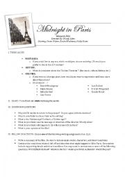 English Worksheet: Midnight in Paris