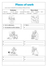 English Worksheet: PROFESSIONS AND PLACES OF WORK