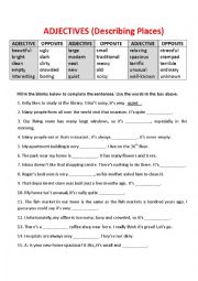 English Worksheet: Adjectives - Describing places