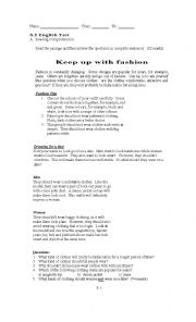 English Worksheet: A test based on the theme: Fashion