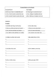 English Worksheet: Past Simple or Present Perfect