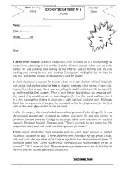 English Worksheet: End of term test 1 first  level