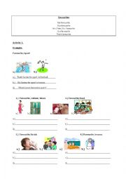 English Worksheet: Favourites