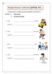 English Worksheet: Simple future- will and going to.