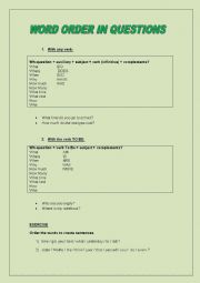 English Worksheet: Word Order in Questions