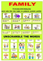 English Worksheet: my crazy family