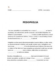 English Worksheet: Pedophilia