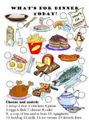 English Worksheet: Whats for dinner today?