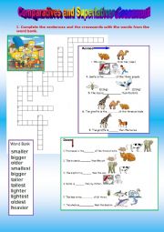 English Worksheet: Comparatives and superlatives crossword