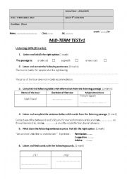 English Worksheet: First term test