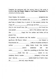 English Worksheet: PRESENT SIMPLE - PRESENT PROGRESSIVE