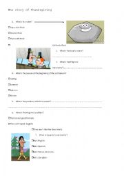 English Worksheet: The Story of Thanksgiving comprehension from Youtube Video