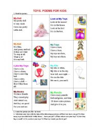 English Worksheet: MY TOYS (a set of illustrated short simple poems for kids) Part 1