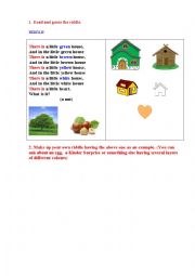 English Worksheet: RIDDLE (a short poem for kids)
