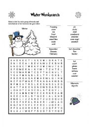 English Worksheet: Winter wordsearch