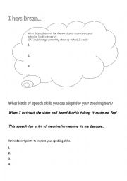 English Worksheet: Martin Luther King Speech I have a dream (practicing second conditionals) 