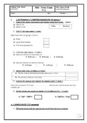  8th form mid term exam n1