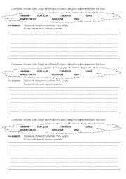 English Worksheet: Compare Van Gogh and Picasso