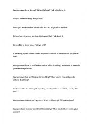 English Worksheet: Travelling game