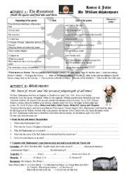 English Worksheet: Romeo And Juliet - the quotations + Shakespeare