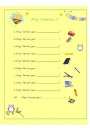 English Worksheet: May I borrow