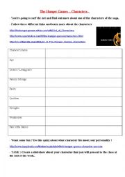 English Worksheet: The Hunger Games