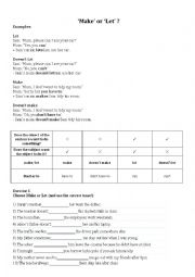 English Worksheet: Make or Let